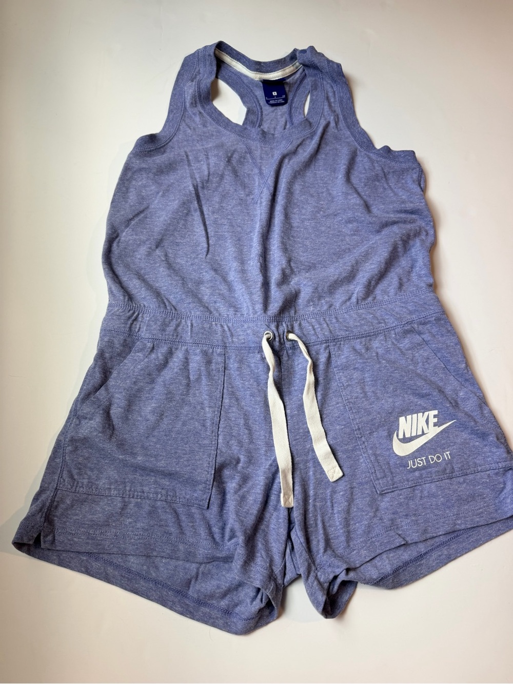 Nike Heather Blue Athletic Romper with Drawstring